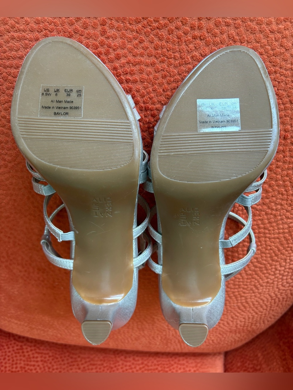 Naturalizer Silver Strappy Slingback Heels - Elegant Women's Sandals - Picture 3 of 5